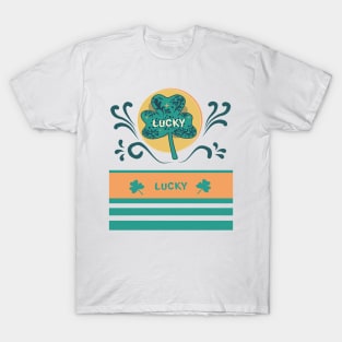 Lucky shamrock on holiday St. Patrick’s day. Lucky money with clover leaf T-Shirt